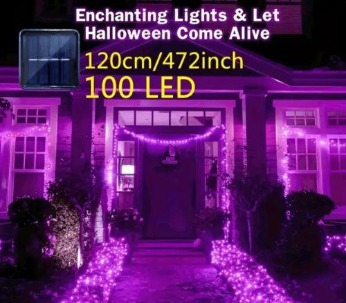 12 metros luces led moradas con panel solar