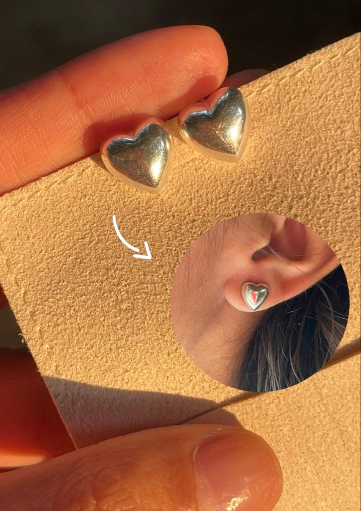 Aretes Corazón. PLATA 925
