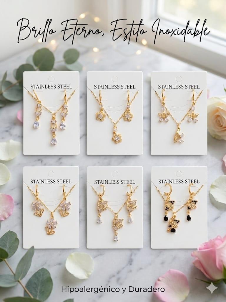 Miniatura 2 de *SET COLLAR + ARETES ACERO