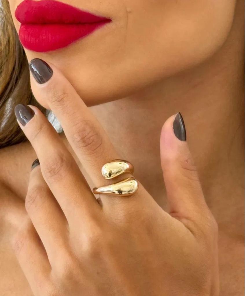 Anel Duo Gota Dourada