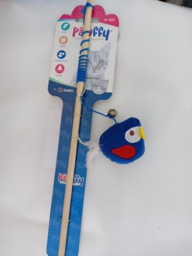 Caña para gato juguete azul