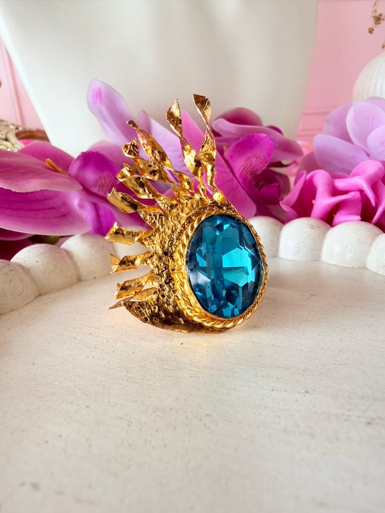 Anillo medio sol cristal azul