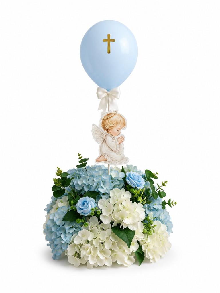 Arreglo floral artificial bautizo
