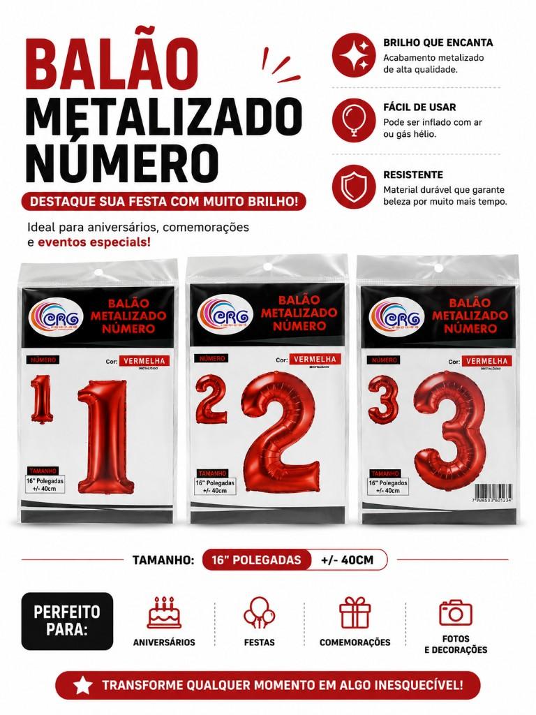 Balões metalizados 40cm Vermelho