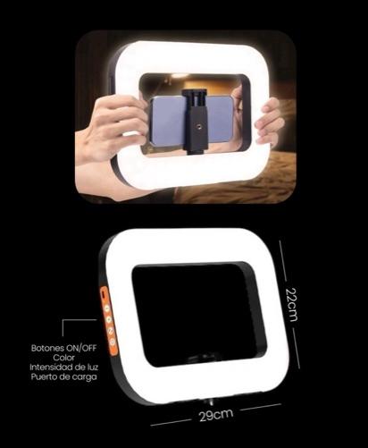 Miniatura 2 de Aro de Luz Cuadrada Estabilizadora Tres Tonos Recargable