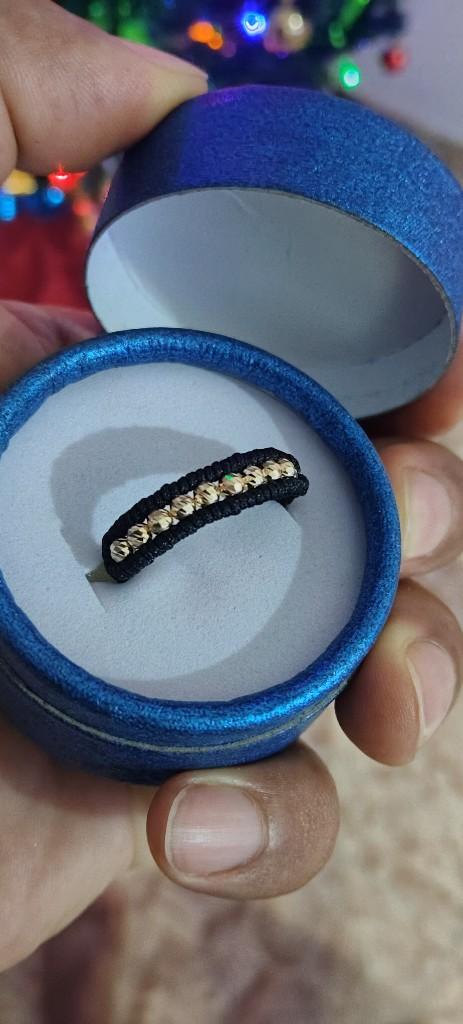 Anillo tejido con balines de oro 18 kilates