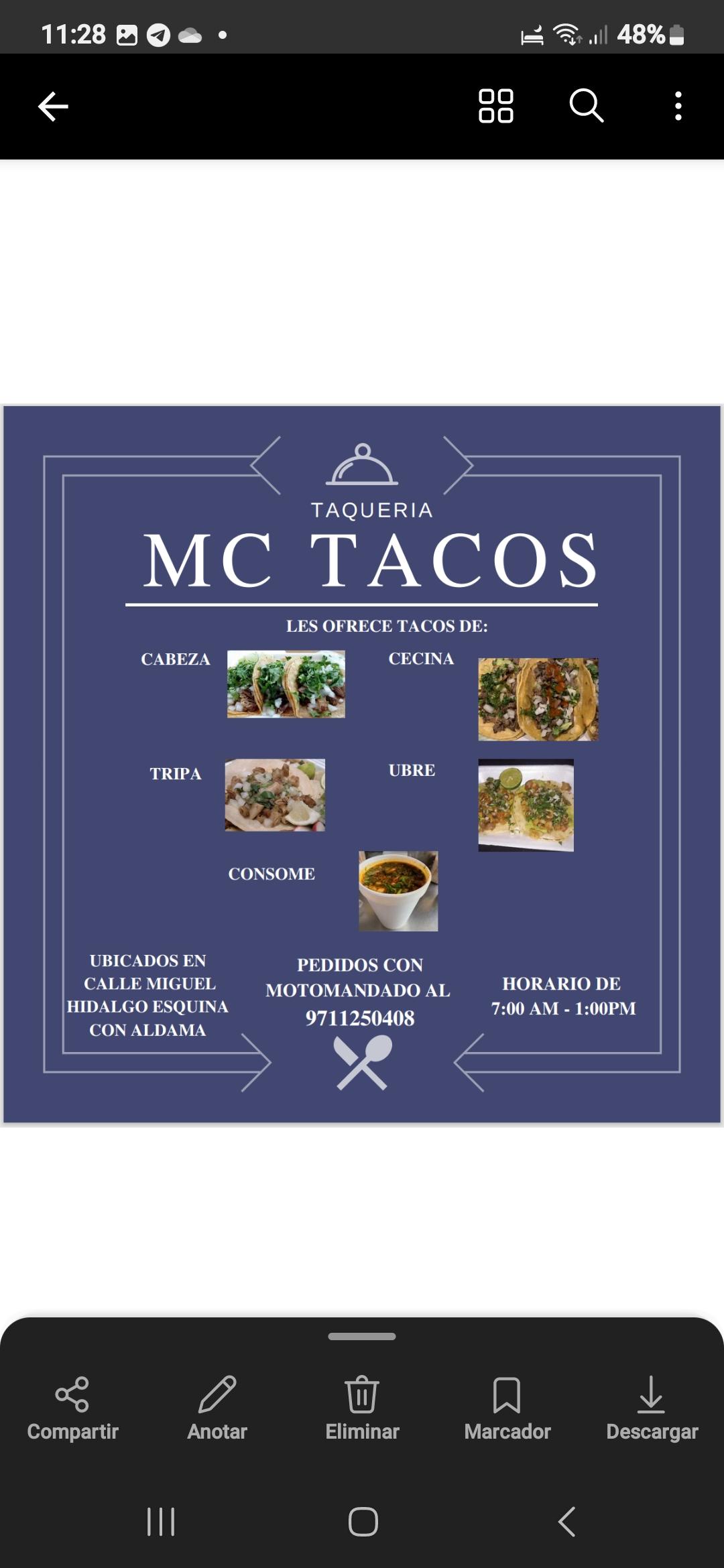 Tacos cecina