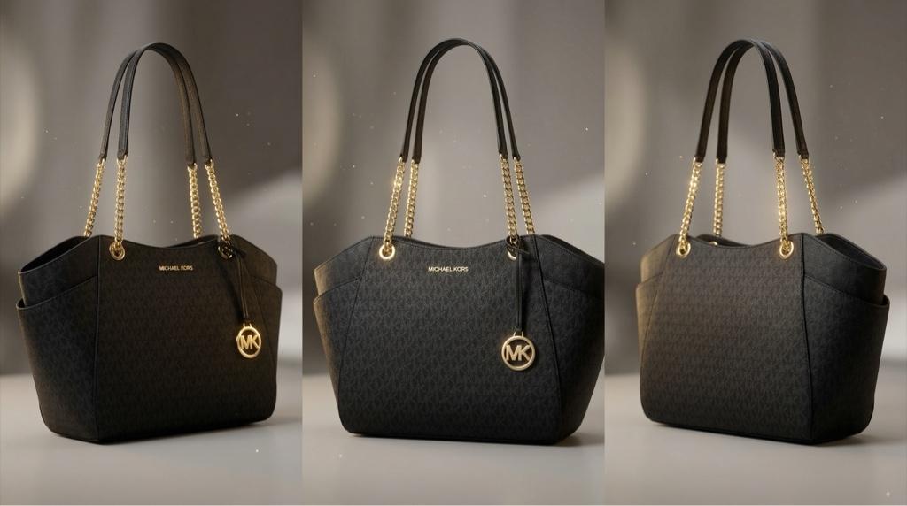 ✨ Black Bolso de Hombro Jet Set Grande con Logotipo