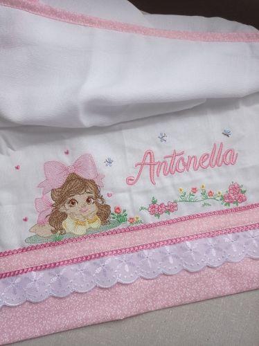 Fralda passeio 70x73 cm, com viés + o barrado de tecido