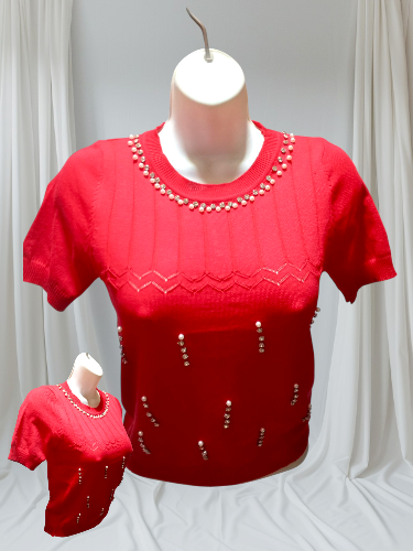 Blusa tejida con piedrerias