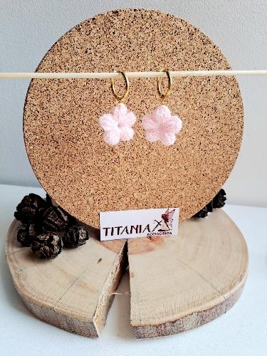 Aretes Candonga Flor Rosada