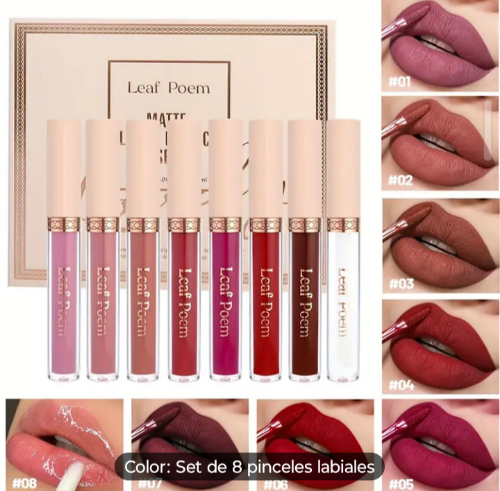 8 set lapices labiales liquidos (mate)