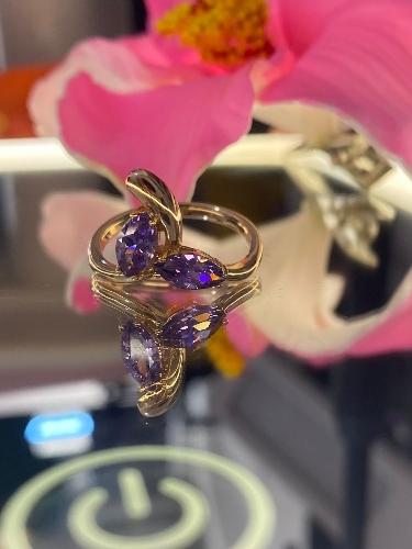 Anillo 2 perlas moraditas