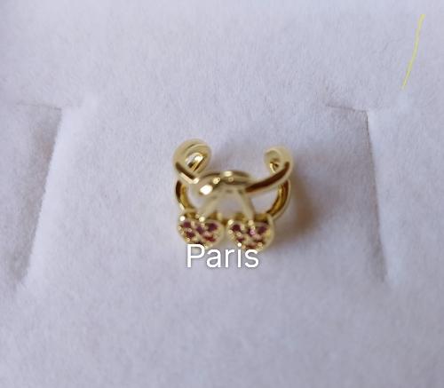 Arete tipo "Ear Cuff" - Estilo Único Cereza - Baño de Oro