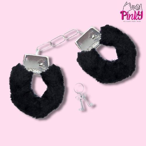 Algema Revestida em Pelúcia Preto - Cuffs