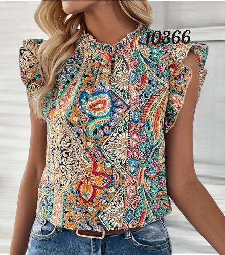 Blusa estampada manga volada, talla M