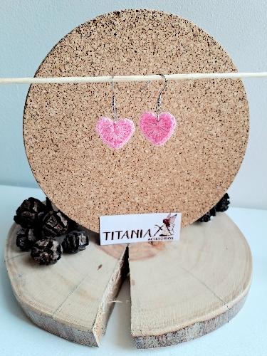 Aretes Corazón Rosado