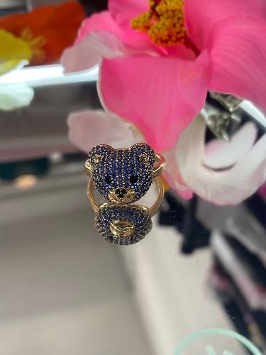 Anillo cara de oso azul