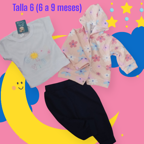 Otros - Conjunto de 3 piezas Chaqueta Labrada Talla 6 a 9 meses