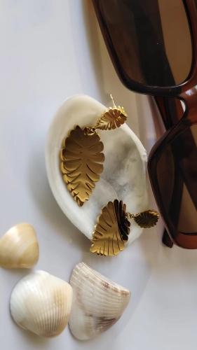 Aretes palmera acero inoxidable