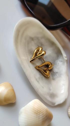 Aretes corazon acero chunky acero inoxidable