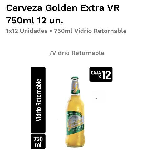 Cerveza Golden extra VR 750 ML 12 unidades
