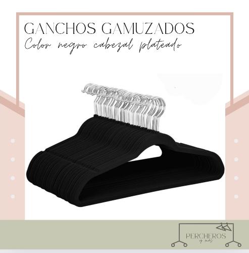 GAN-001 Set 36 ganchos terciopelo negro garfio plateado