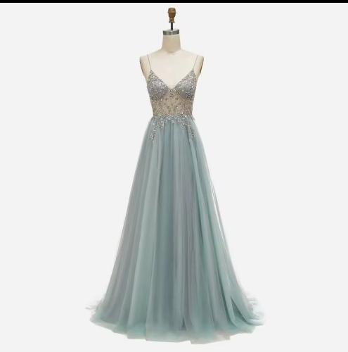 1 tul verde/azul con pedrería