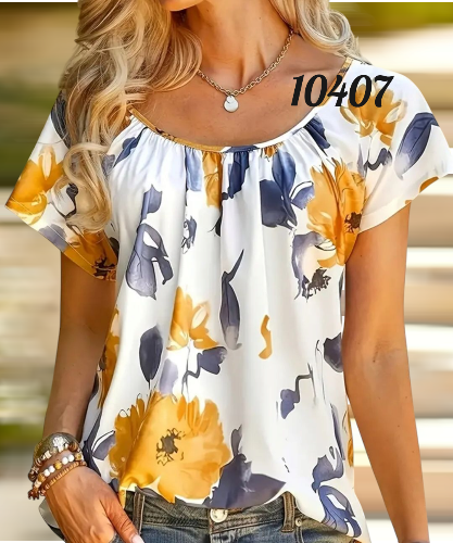 Blusa amarilla estampada, talla S