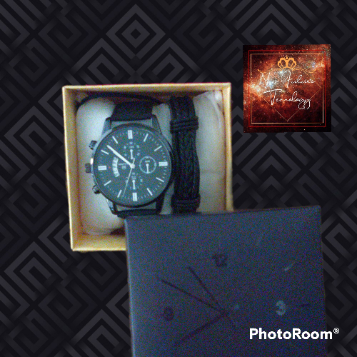 [Reloj + Pulsera de cuero] Reloj para hombre Malla Correa de acero inoxidable