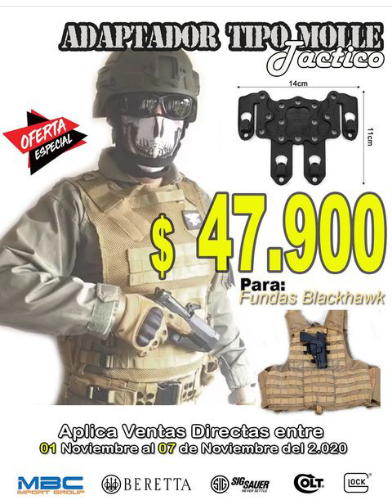 Adaptador tipo Molle Polímero compatible fundas Blackhawk