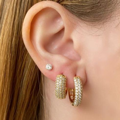 Brinco argolinha click G cristal Ouro