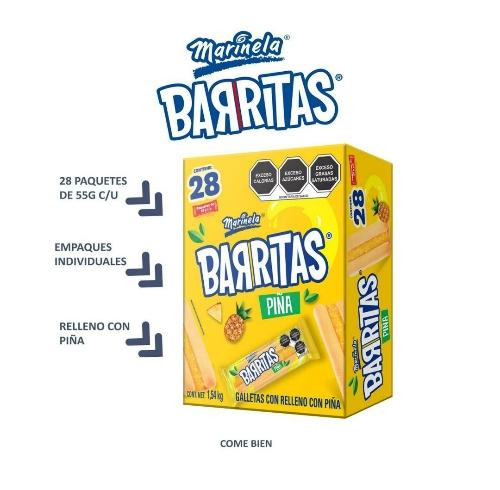 Barritas Marinela Piña con 28 pzas de 55 g c/u