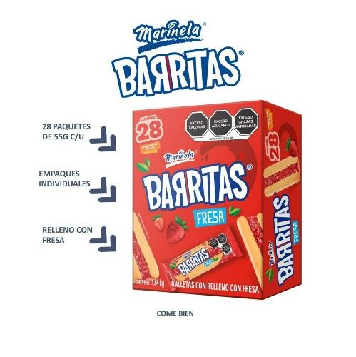 Barritas Marinela Fresa con 28 pzas de 55 g c/u