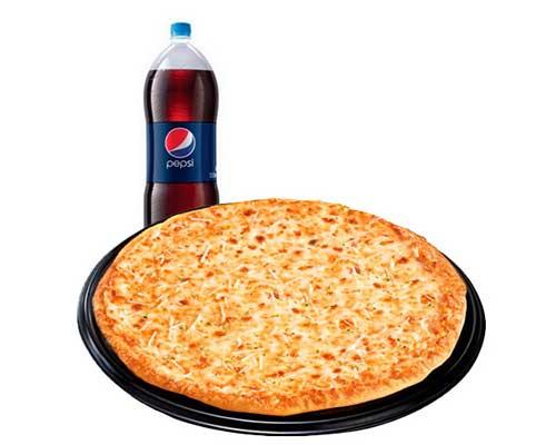 Pizza familiar de queso con refresco de 2L