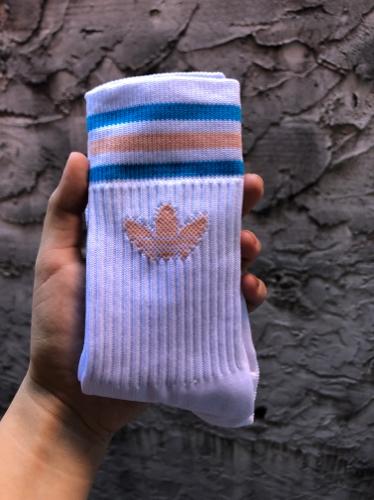 ADIDAS BLANCA FRANJAS AZUL-SALMON