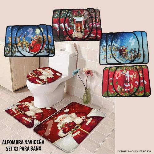 Alfombra Navideña Set x3 para Baño