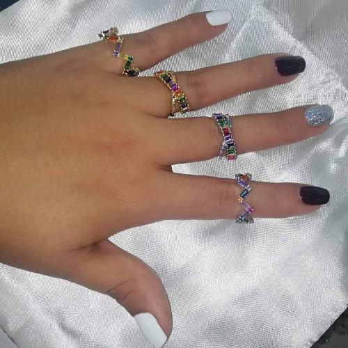 Anillo Puntas Dorado Multicolor