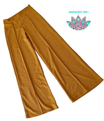Pantalón de vestir pierna ancha stretch mostaza 