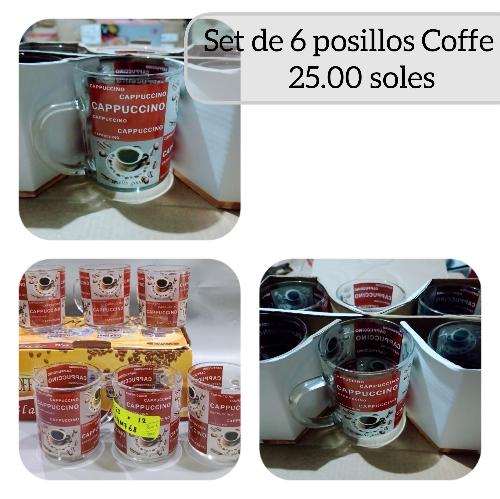  Taza de vidrio Coffe glass 6 piezas 