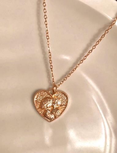 Collar corazón con ángel acero inox 
