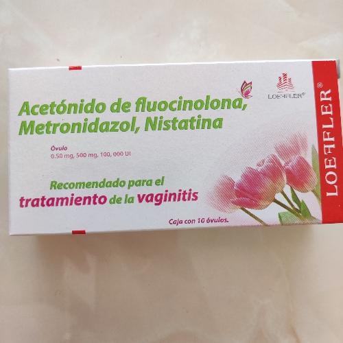 Acetónido de Fluocinolona, Metronidazol, Nistatina Óvulos 0.5mg, 500mg, 100,000 U