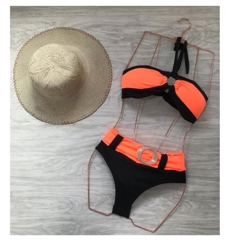 Biquíni Cintinho Preto c/Laranja