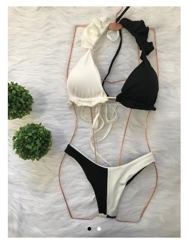 Biquíni Bicollor Preto/Branco.