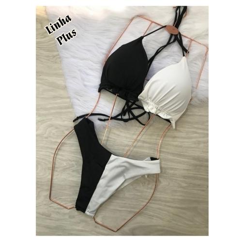 Biquíni Plus Bicollor Preto/Branco