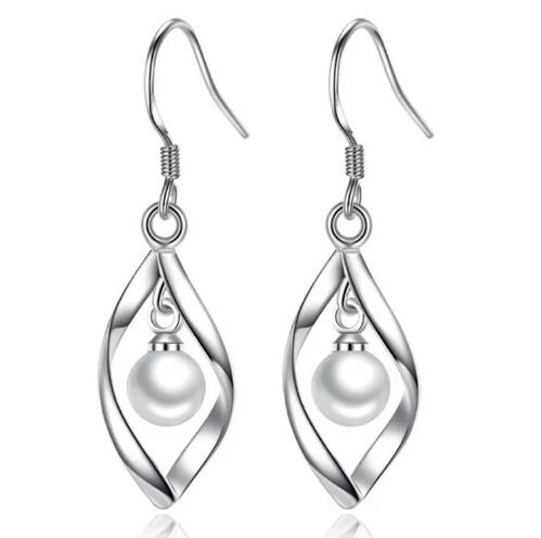 Aretes perla plata de ley *