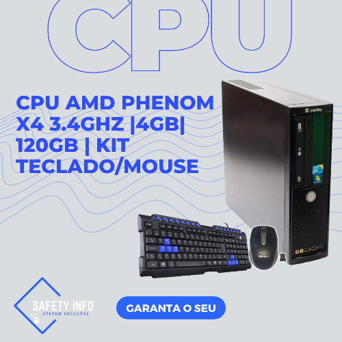 CPU AMD Phenom x4 3.4Ghz |120GB|4GB|Kit Teclado/ Mouse 