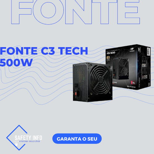 Fonte C3 Tech, 500W - PS-500BK

