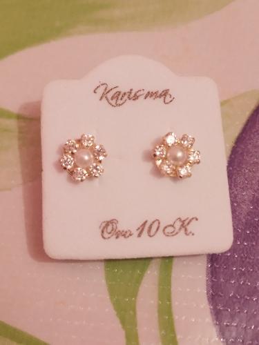 Broquel oro 10 kl flor perla