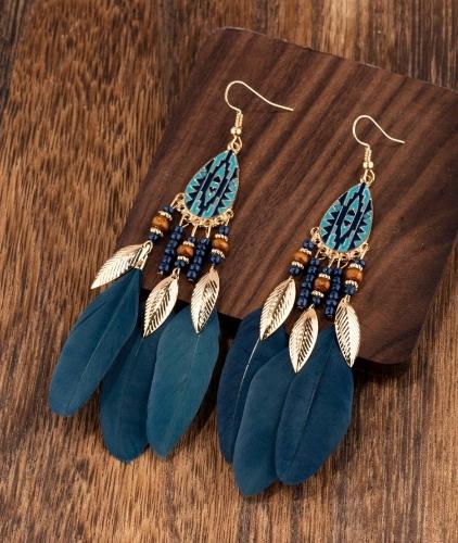 1 par Pendientes colgantes de plumas vintage para mujer para decoración diaria